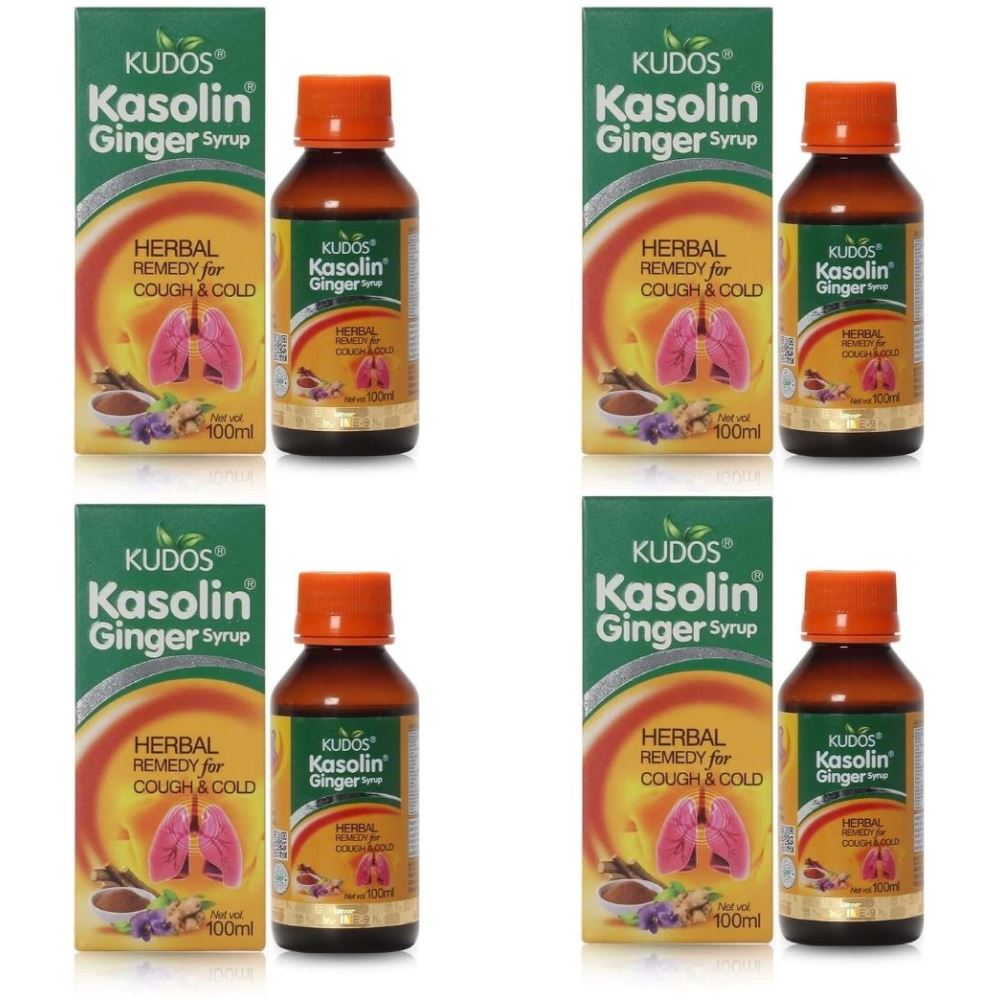 Kudos Kasolin Ginger Syrup (100ml, Pack of 4)