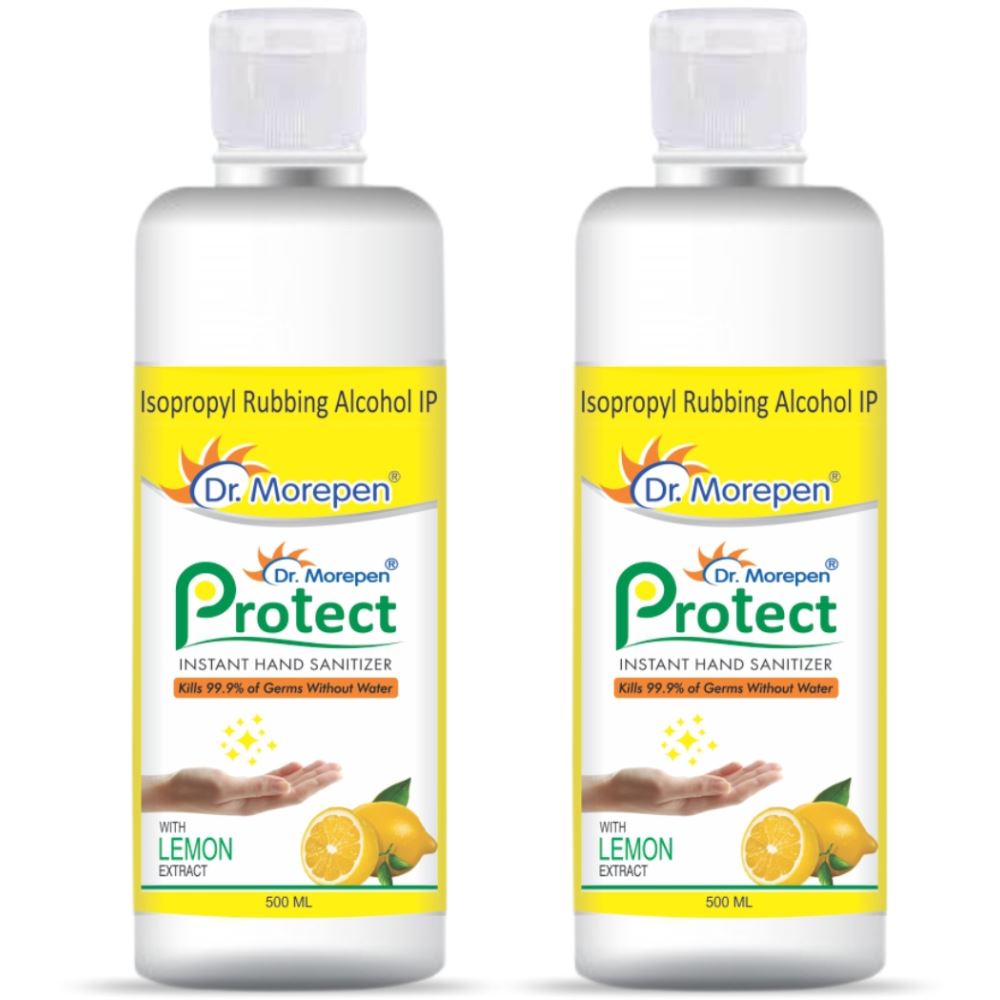 Dr Morepen Protect Hand Sanitizer Lemon Fragrance (500ml, Pack of 2)