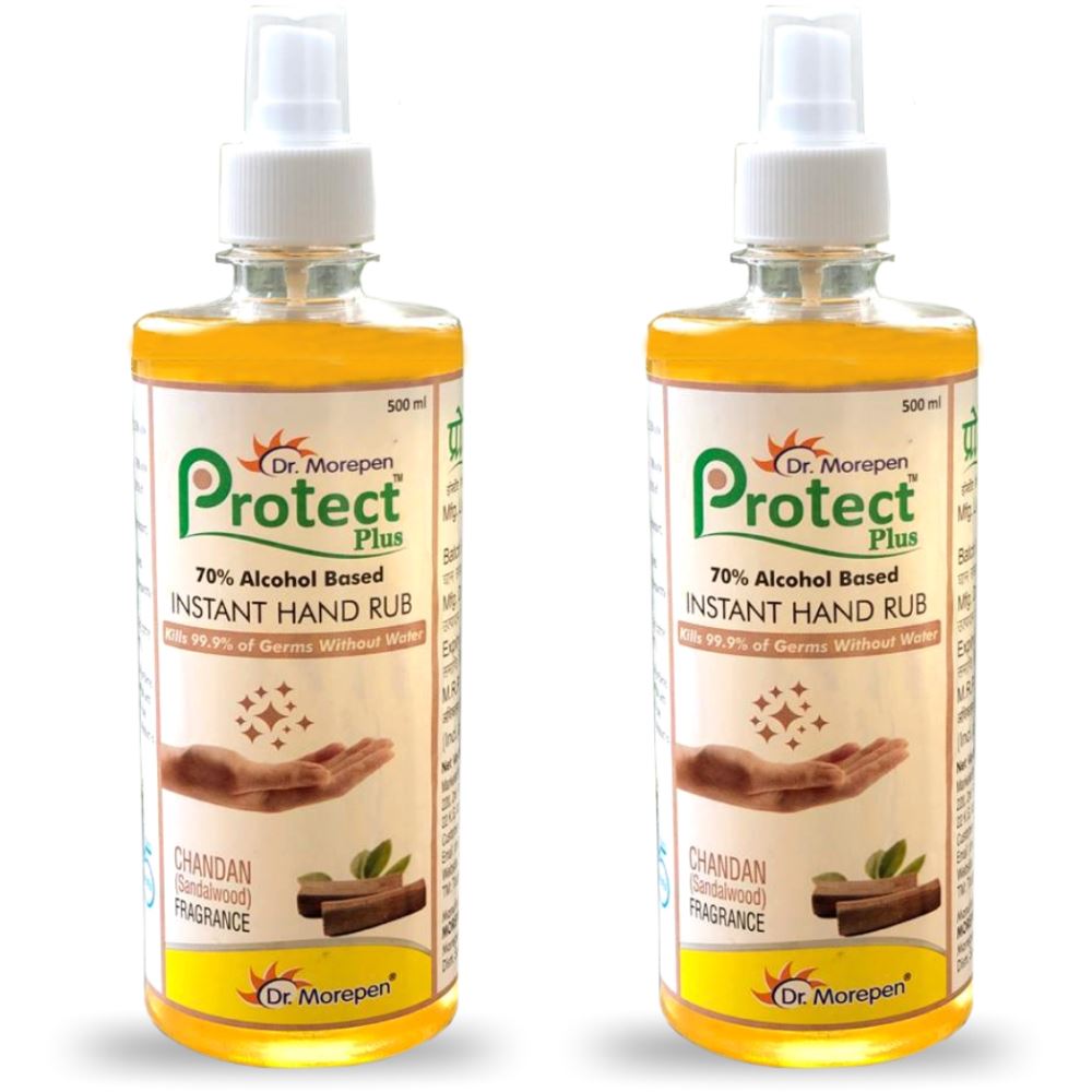 Dr Morepen Protect Hand Rub Spray Liquid Sandalwood Fragrance (500ml, Pack of 2)